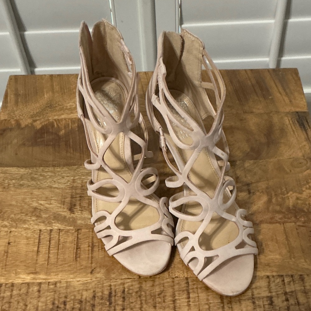Vince Camuto Blush Suede Strappy Cutout Heels